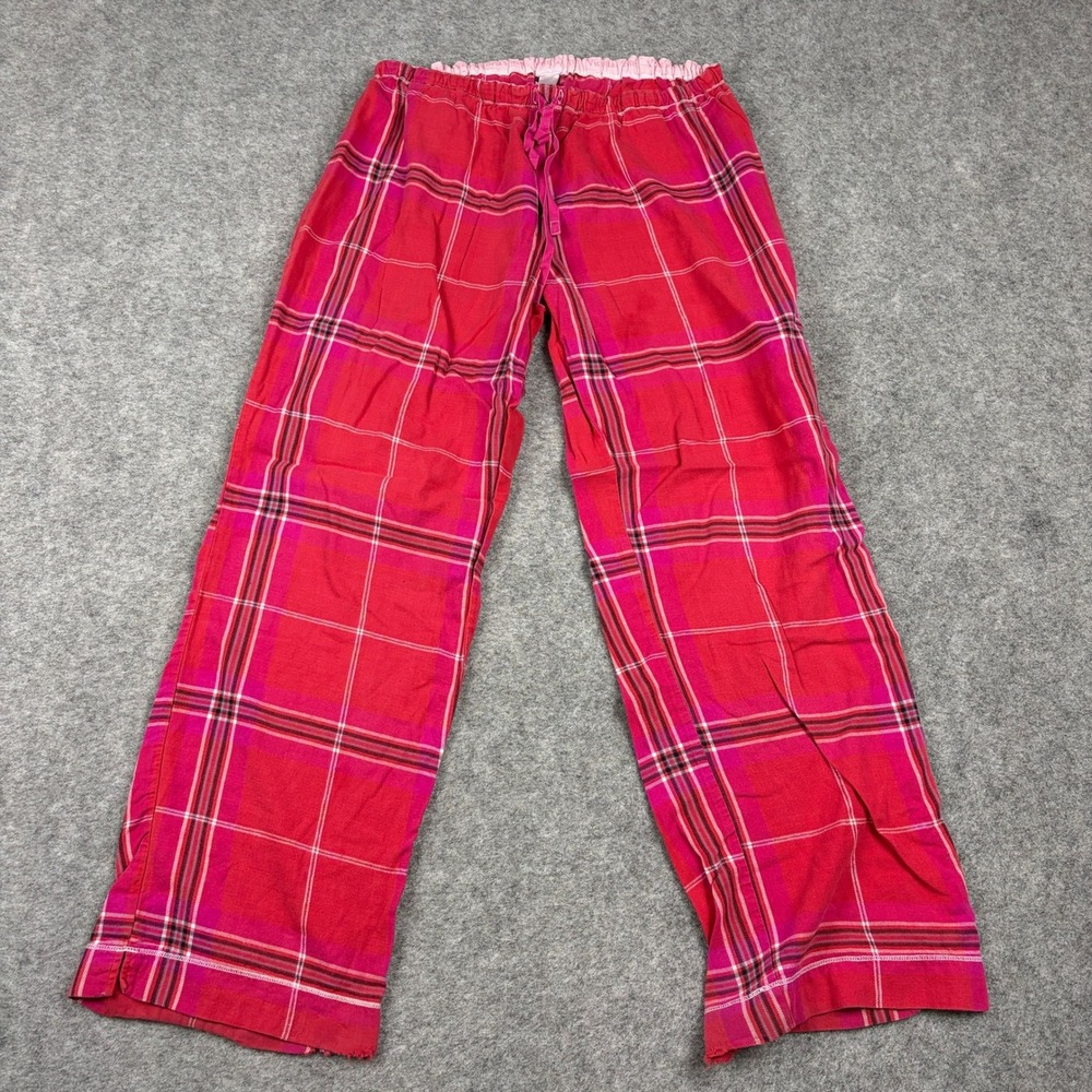 Victoria's‎ Secret Pajama Pants Womens S Red Pink Plaid Cotton Lounge Sleepwear